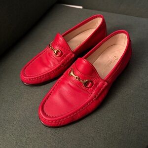 100% Real Italian leather red loafers